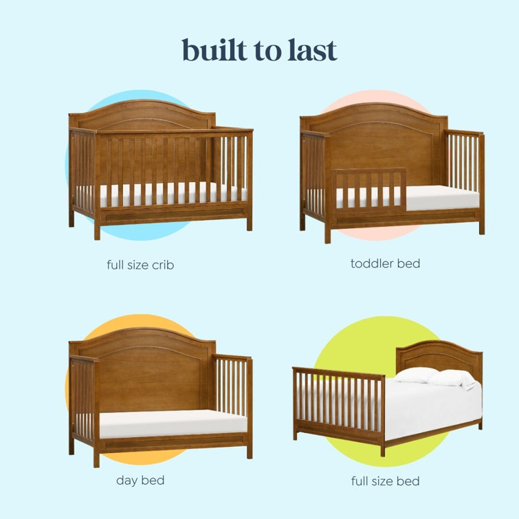Chestnut Solid Wood 4-in-1 Convertible Crib with Adjustable Heights