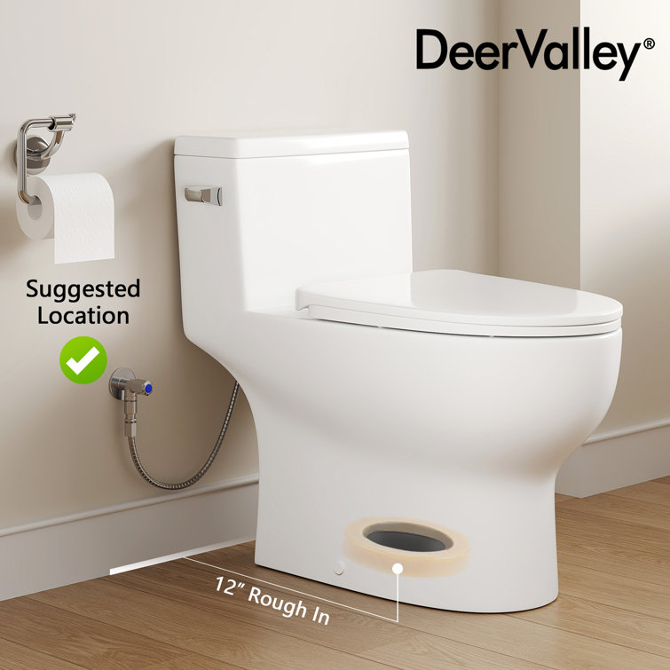 White Elongated One-Piece High Efficiency Toilet with ADA Seat