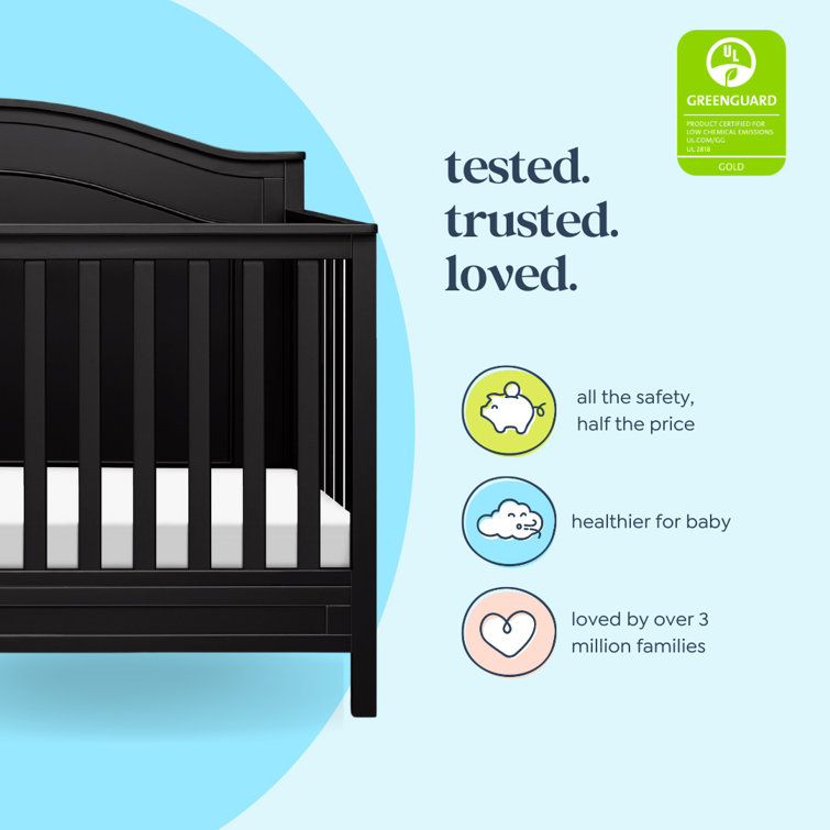 Ebony Solid Wood 4-in-1 Convertible Crib with Arched Headboard
