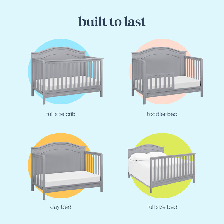 Gray Pinewood 4-in-1 Convertible Crib with Arched Headboard