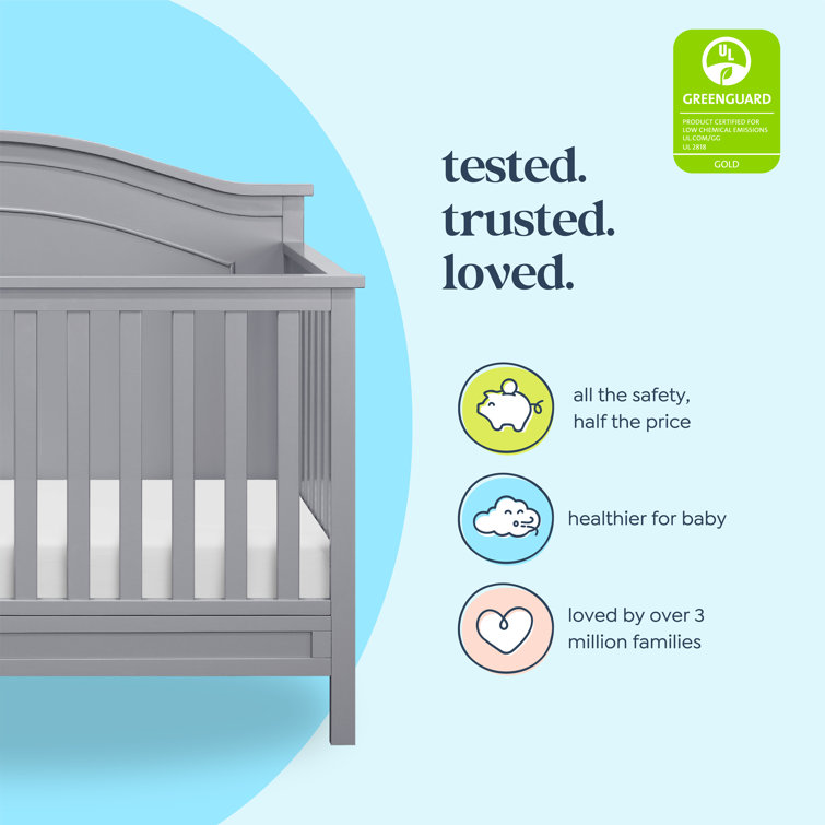 Gray Pinewood 4-in-1 Convertible Crib with Arched Headboard