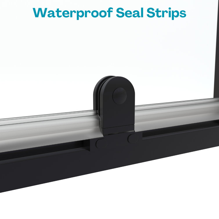 Matte Black Framed Pivot Shower Door with Clear Glass