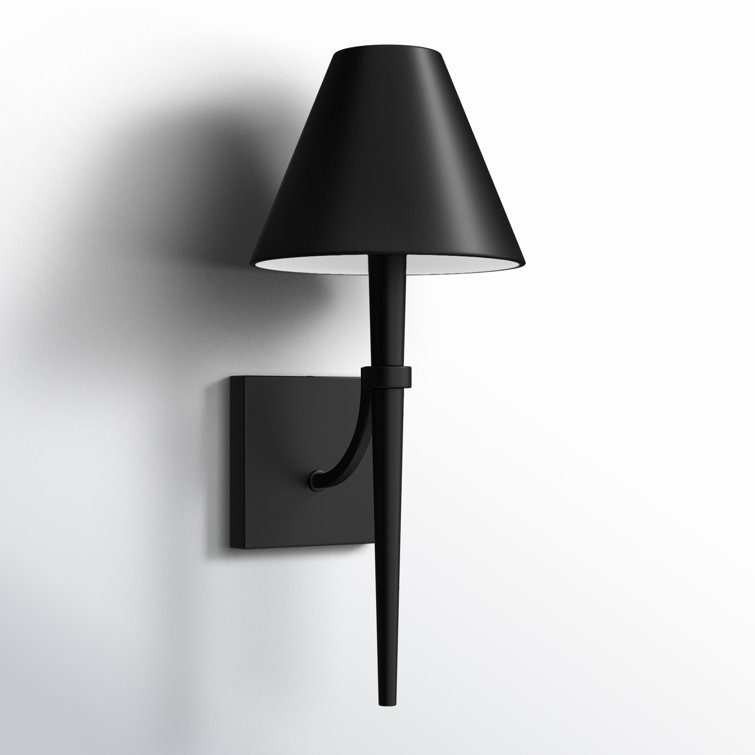 Matte Black Steel Cone Shade Dimmable Wall Sconce