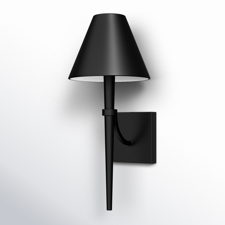 Matte Black Steel Cone Shade Dimmable Wall Sconce