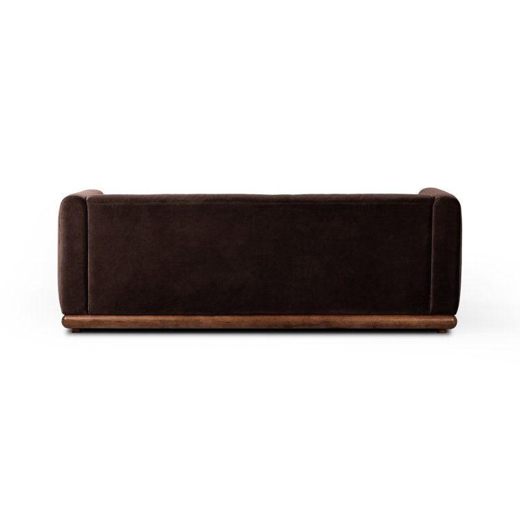 Surrey Taupe Velvet Stationary Sofa with Parawood Base