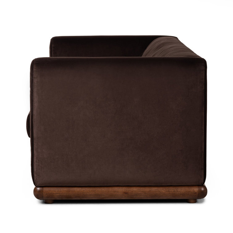 Surrey Taupe Velvet Stationary Sofa with Parawood Base