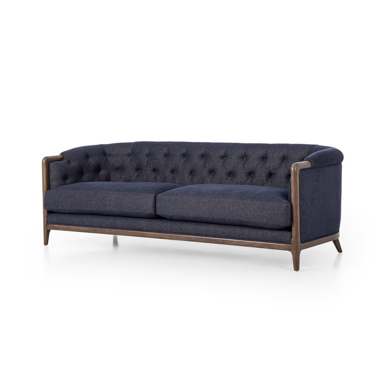 Parisian Charm Sutton Olive Tufted Sofa with Rolled Arms