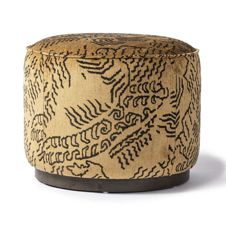 Balkan Ochre and Sienna Brown Round Upholstered Ottoman