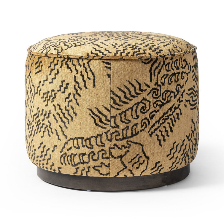 Balkan Ochre and Sienna Brown Round Upholstered Ottoman