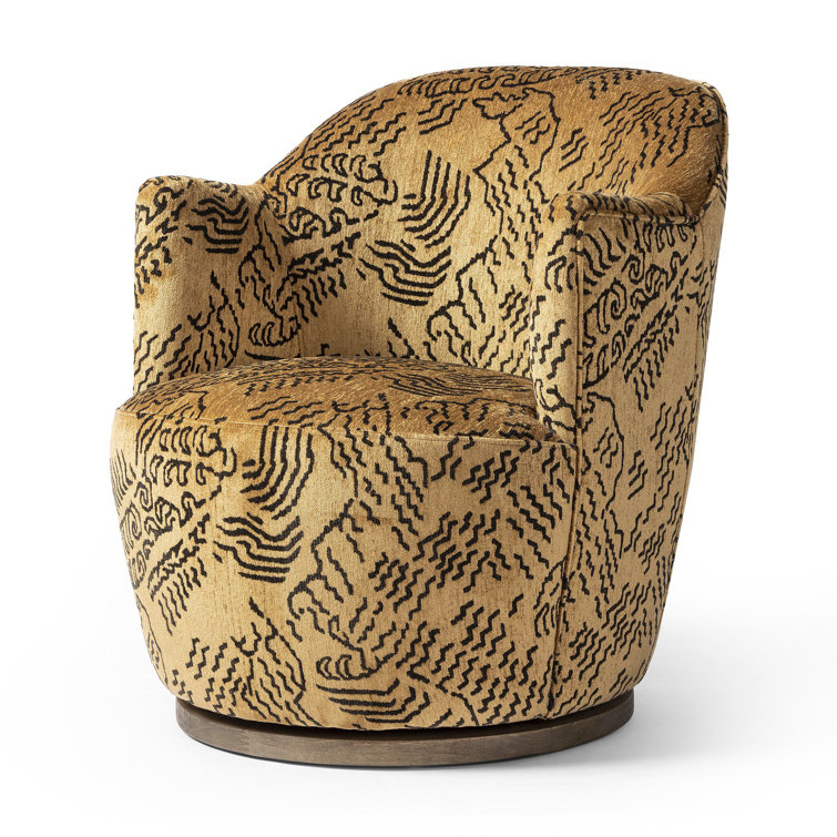 Aurora Gold Swivel Barrel Chair with Parawood Base