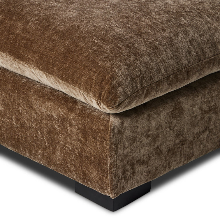 Ashby Oatmeal Armless Sofa with Espresso Wood Base
