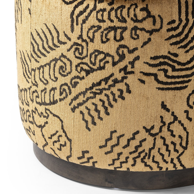 Balkan Ochre and Sienna Brown Round Upholstered Ottoman