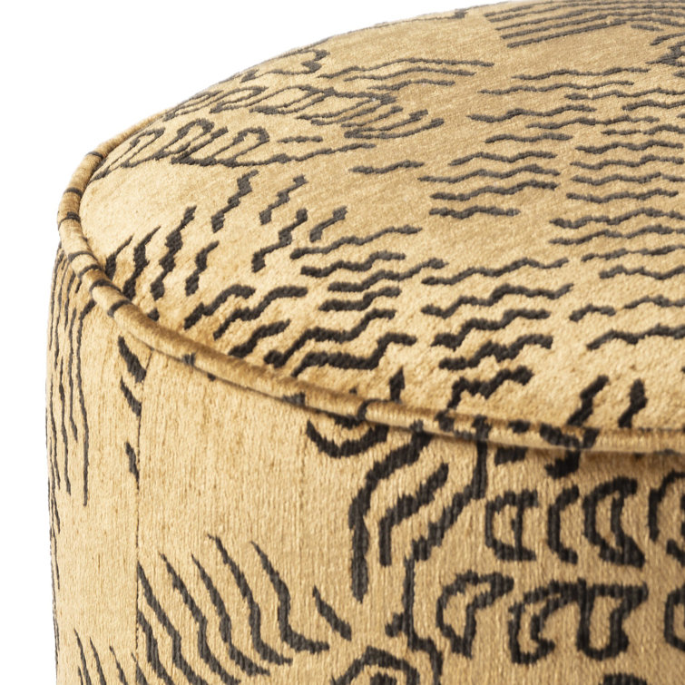 Balkan Ochre and Sienna Brown Round Upholstered Ottoman