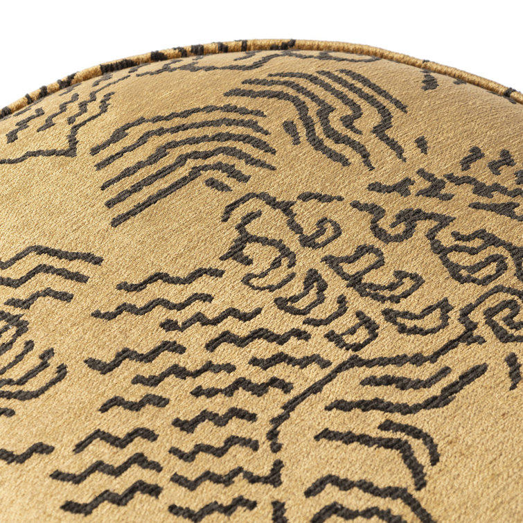 Balkan Ochre and Sienna Brown Round Upholstered Ottoman