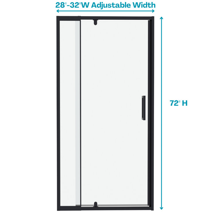 Matte Black Framed Pivot Shower Door with Clear Glass
