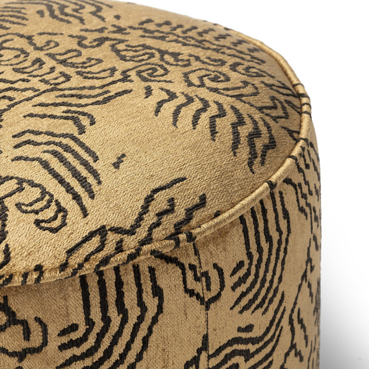 Balkan Ochre and Sienna Brown Round Upholstered Ottoman