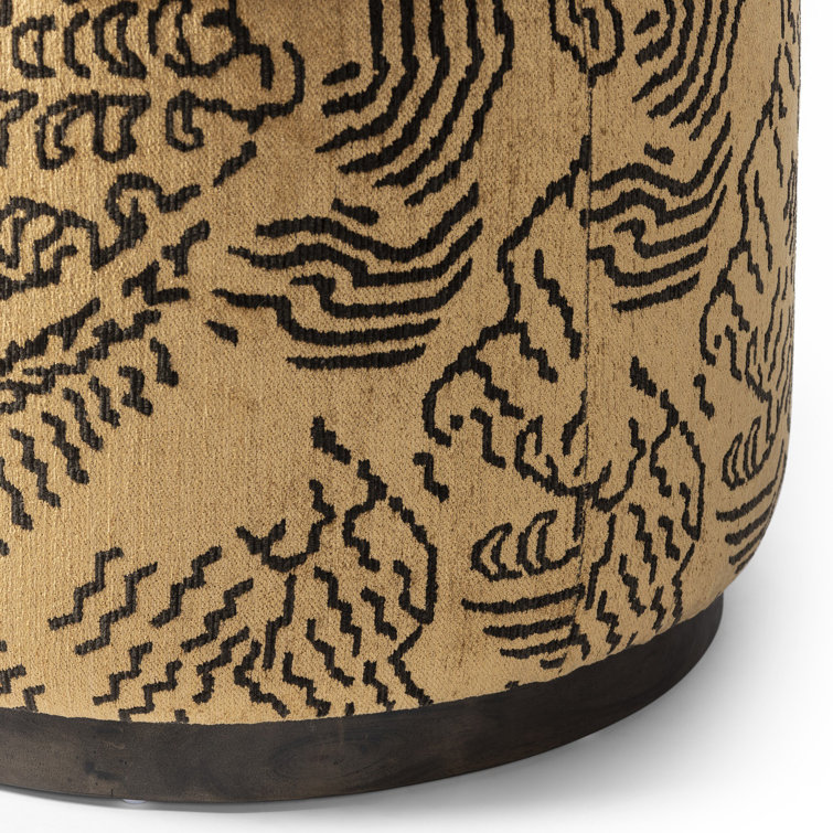 Balkan Ochre and Sienna Brown Round Upholstered Ottoman