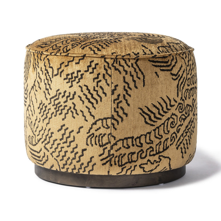 Balkan Ochre and Sienna Brown Round Upholstered Ottoman