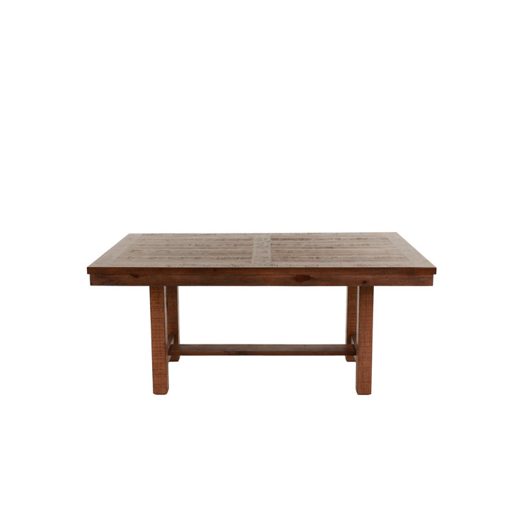 Rustic Pine Wood 6-Piece Dining Set with Bench and Cushioned Chairs