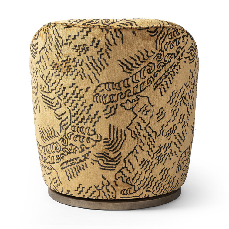 Aurora Gold Swivel Barrel Chair with Parawood Base