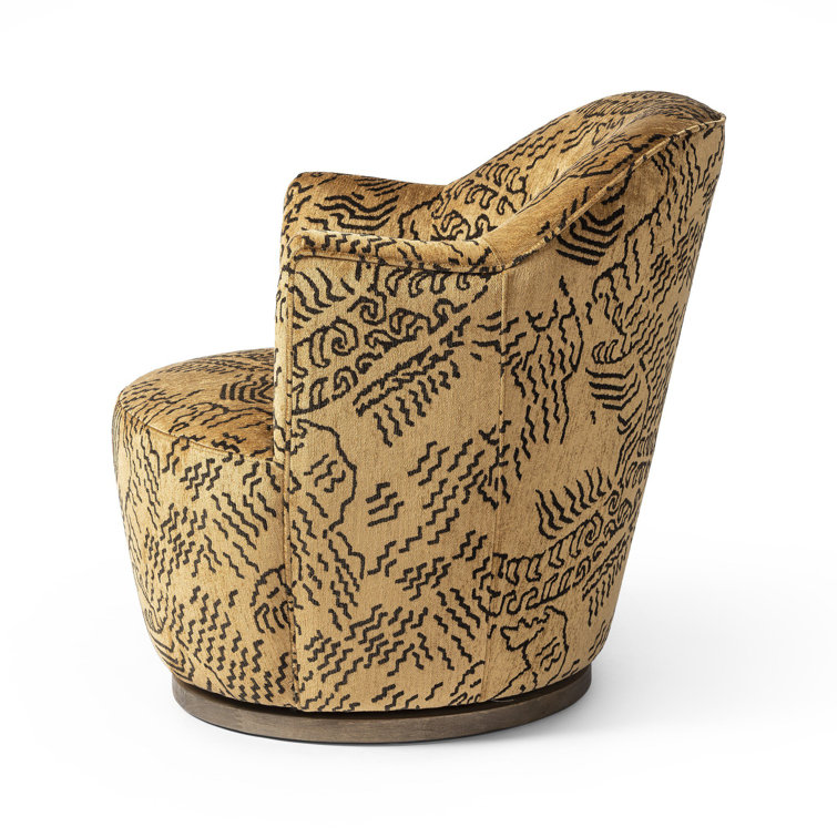 Knoll Natural Barrel Leather Swivel Chair with Wooden Base