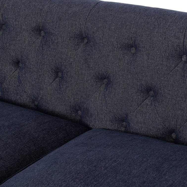 Parisian Charm Sutton Olive Tufted Sofa with Rolled Arms