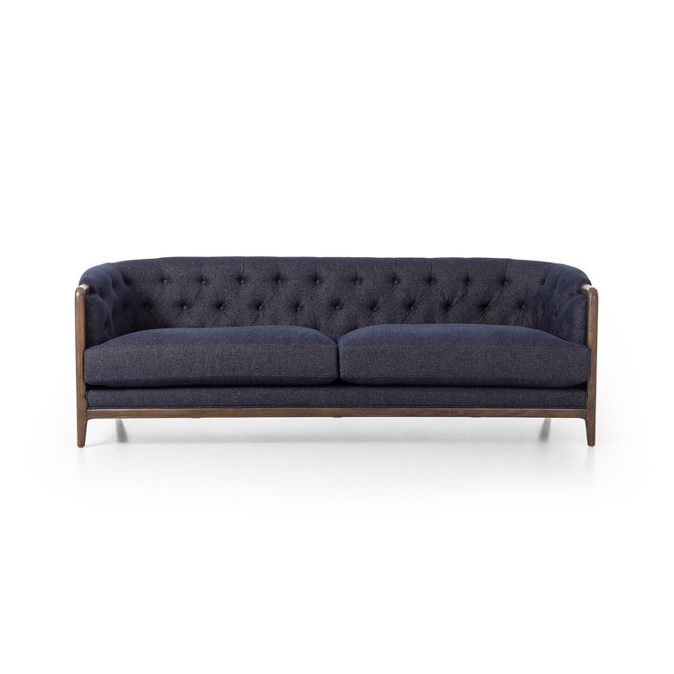 Parisian Charm Sutton Olive Tufted Sofa with Rolled Arms