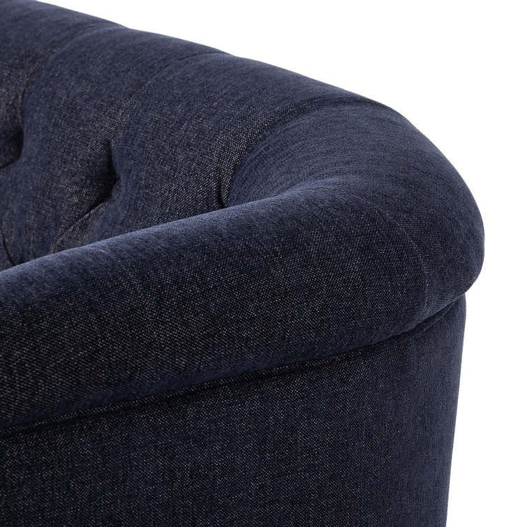 Parisian Charm Sutton Olive Tufted Sofa with Rolled Arms