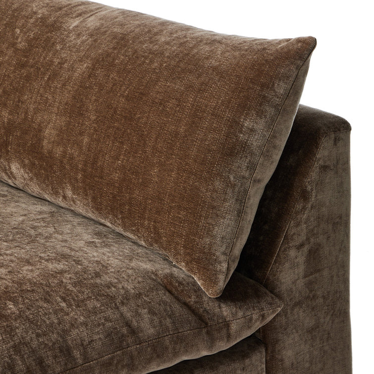 Ashby Oatmeal Armless Sofa with Espresso Wood Base