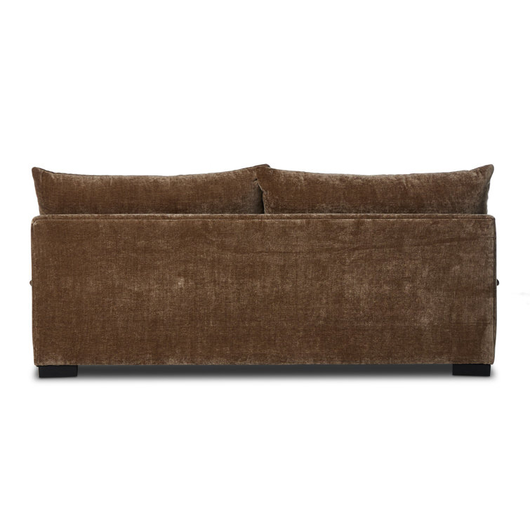 Ashby Oatmeal Armless Sofa with Espresso Wood Base