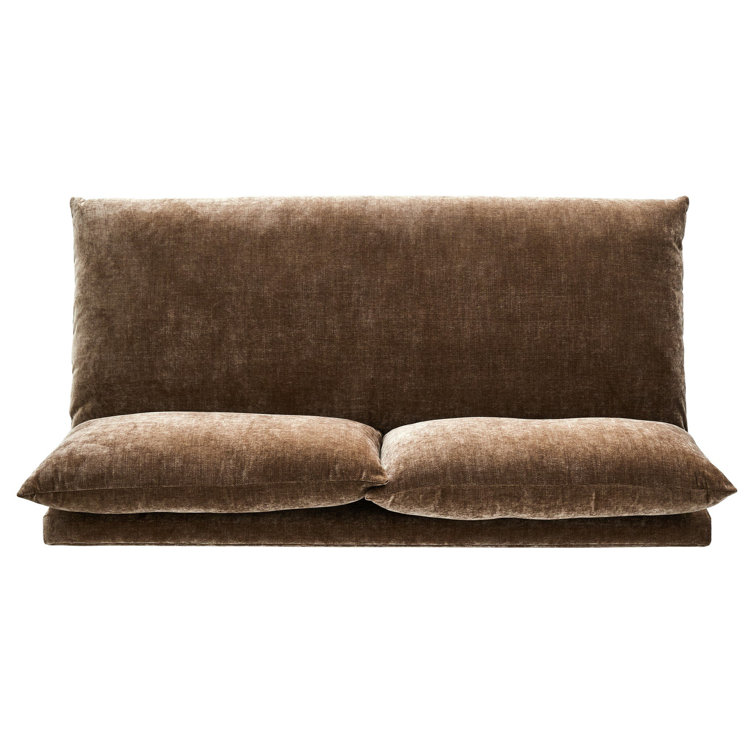 Ashby Oatmeal Armless Sofa with Espresso Wood Base