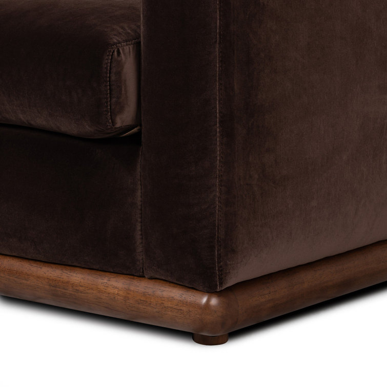 Surrey Taupe Velvet Stationary Sofa with Parawood Base