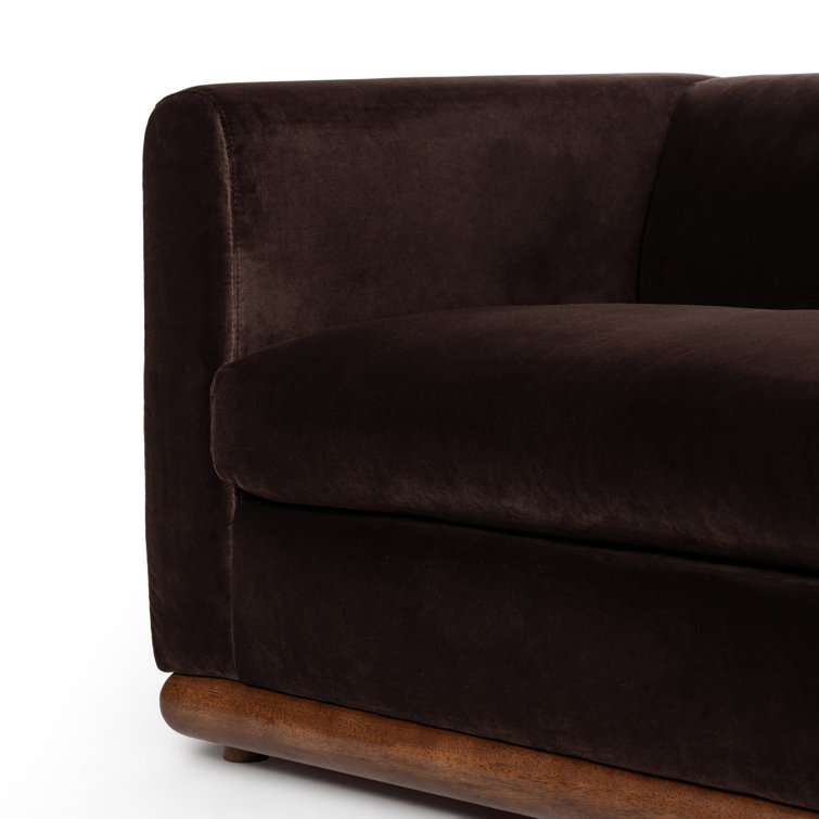 Surrey Taupe Velvet Stationary Sofa with Parawood Base