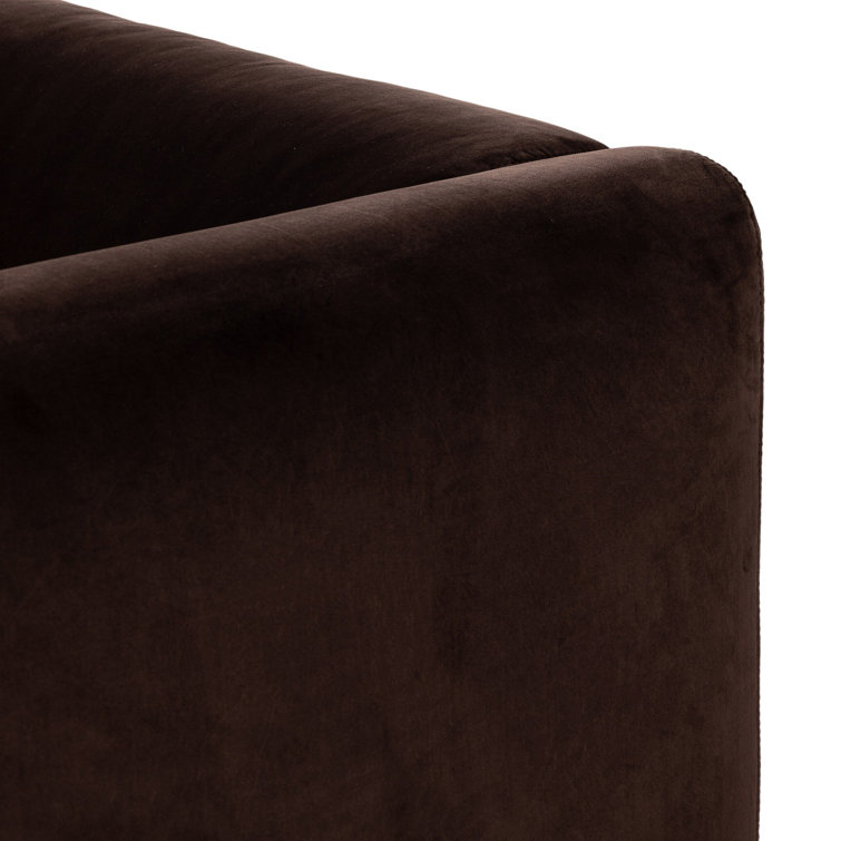 Surrey Taupe Velvet Stationary Sofa with Parawood Base