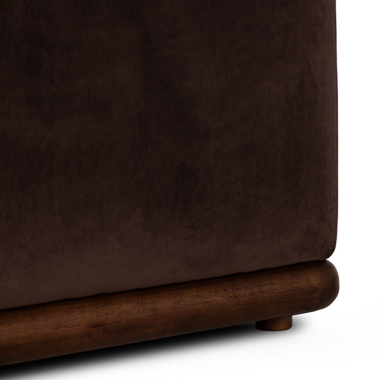 Surrey Taupe Velvet Stationary Sofa with Parawood Base