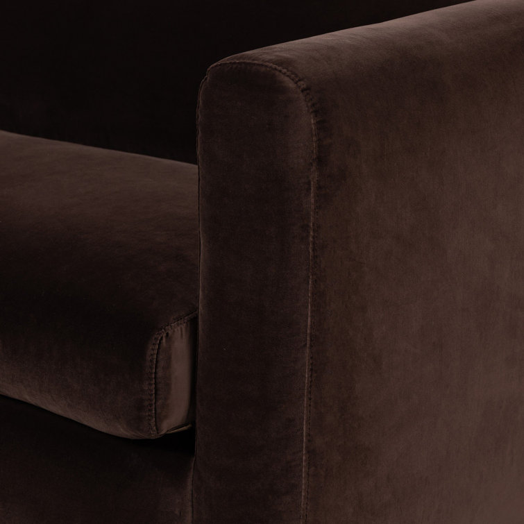 Surrey Taupe Velvet Stationary Sofa with Parawood Base