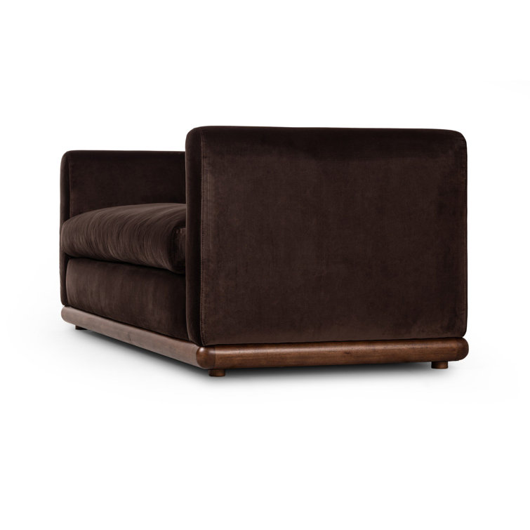 Surrey Taupe Velvet Stationary Sofa with Parawood Base
