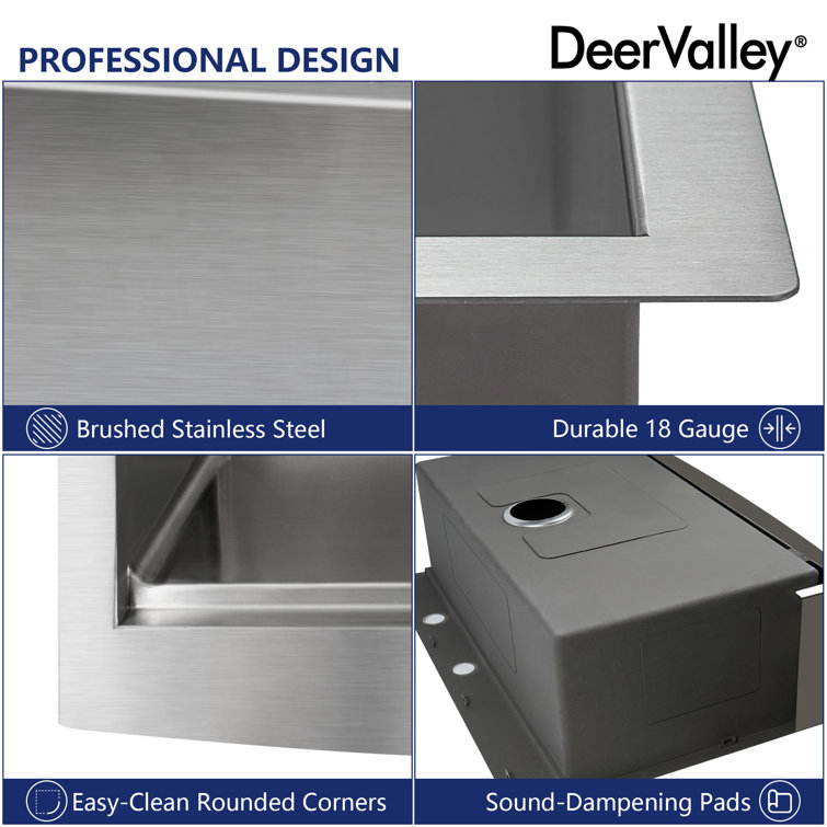 30" Stainless Steel Farmhouse Drop-In Single Bowl Kitchen Sink with Accessories