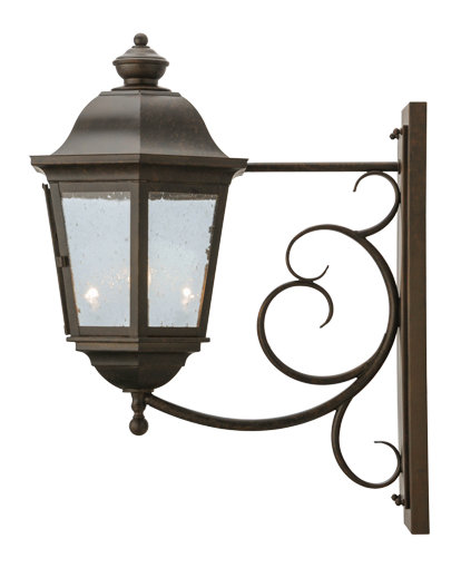 Cassandra Brown Iron Lantern Wall Sconce with Clear Glass