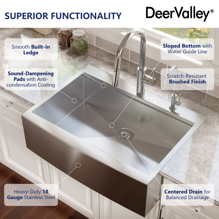 30" Stainless Steel Farmhouse Drop-In Single Bowl Kitchen Sink with Accessories