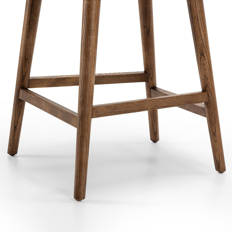 Natural Wood Swivel Counter Stool with Upholstered Seat