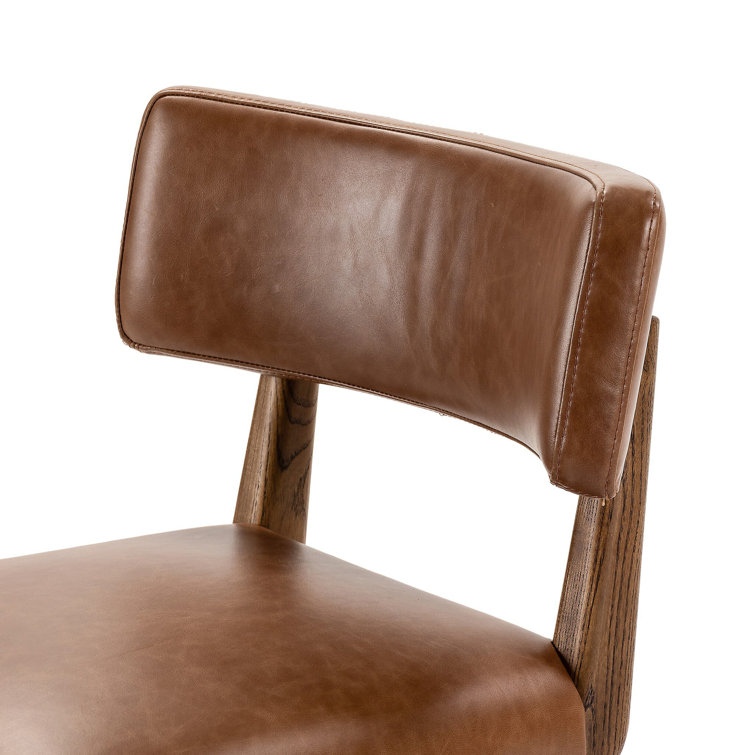 Natural Wood Swivel Counter Stool with Upholstered Seat