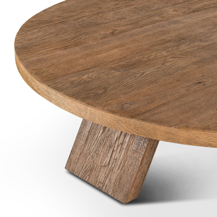 Round Washed Old Oak Resawn Coffee Table with Storage