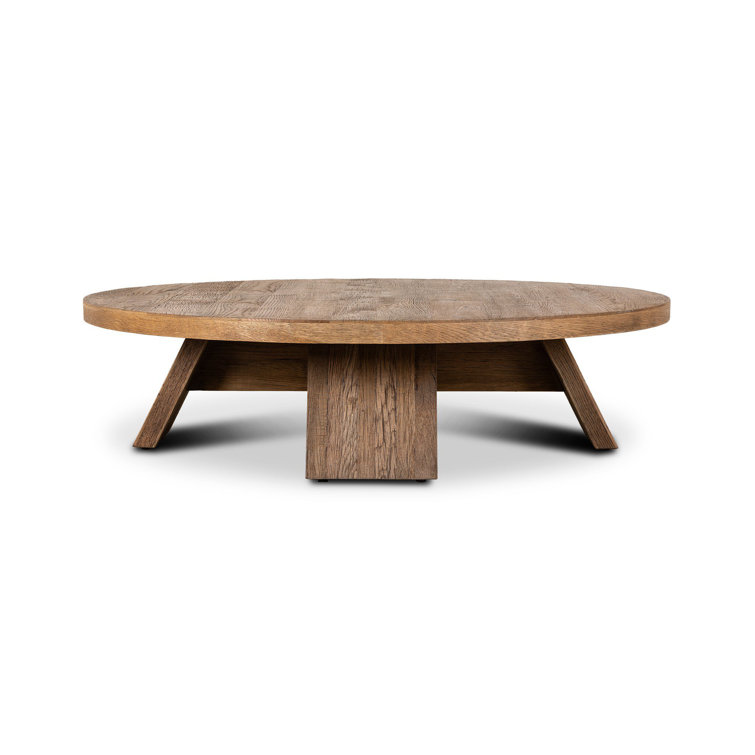 Round Washed Old Oak Resawn Coffee Table with Storage