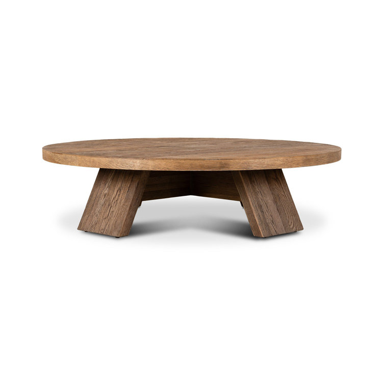 Round Washed Old Oak Resawn Coffee Table with Storage