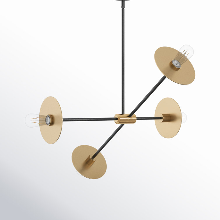 Cupertino Lacquered Brass 4-Light Steel Sputnik Chandelier