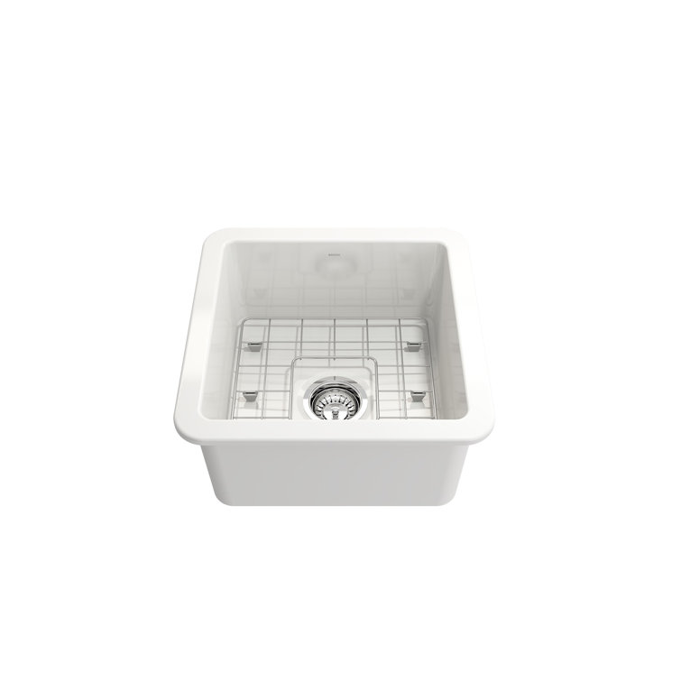 White Fireclay 18" Single Bowl Drop-in Bar Sink