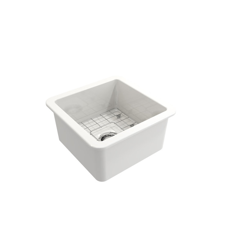 White Fireclay 18" Single Bowl Drop-in Bar Sink