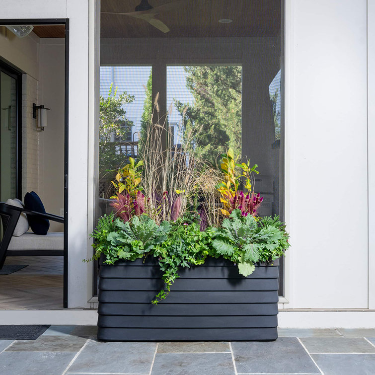 Slate Gray Rectangular Self-Watering Planter Box