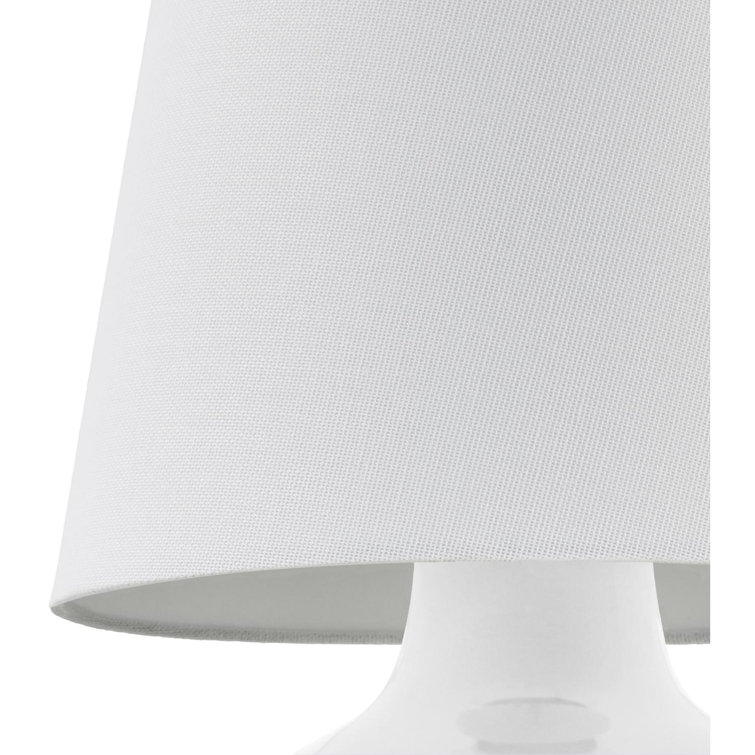 White Ceramic Bell Shade Table Lamp with Cotton Shade